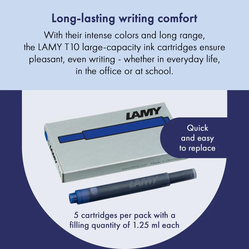 Lamy Fountain Pen Ink Cartridges, Blue Ink, Pack of 20 (LT10BLB) - Image 3