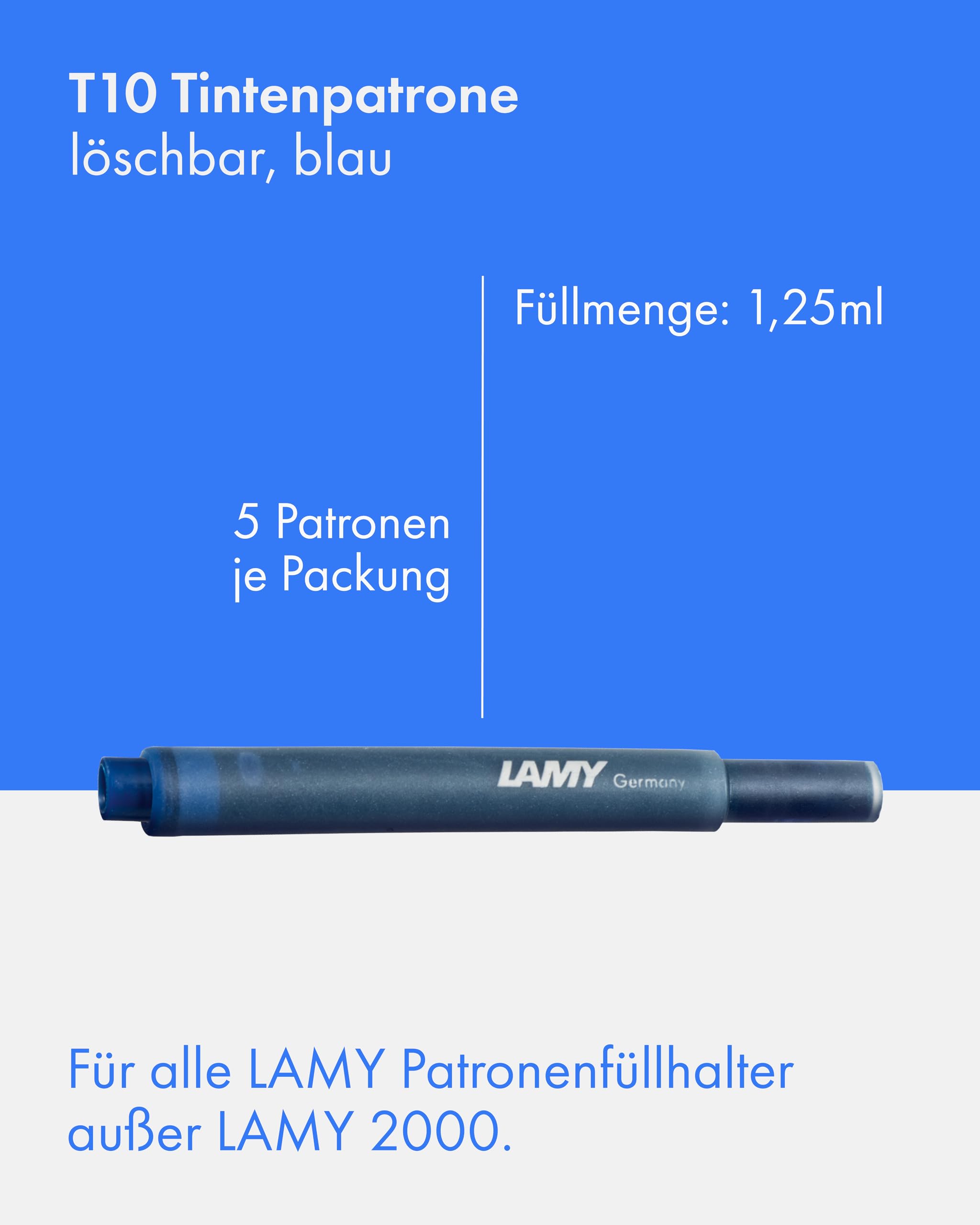 Lamy 1220536 T 10 Ink Cartridges – Blue (Pack of 10) - Image 5