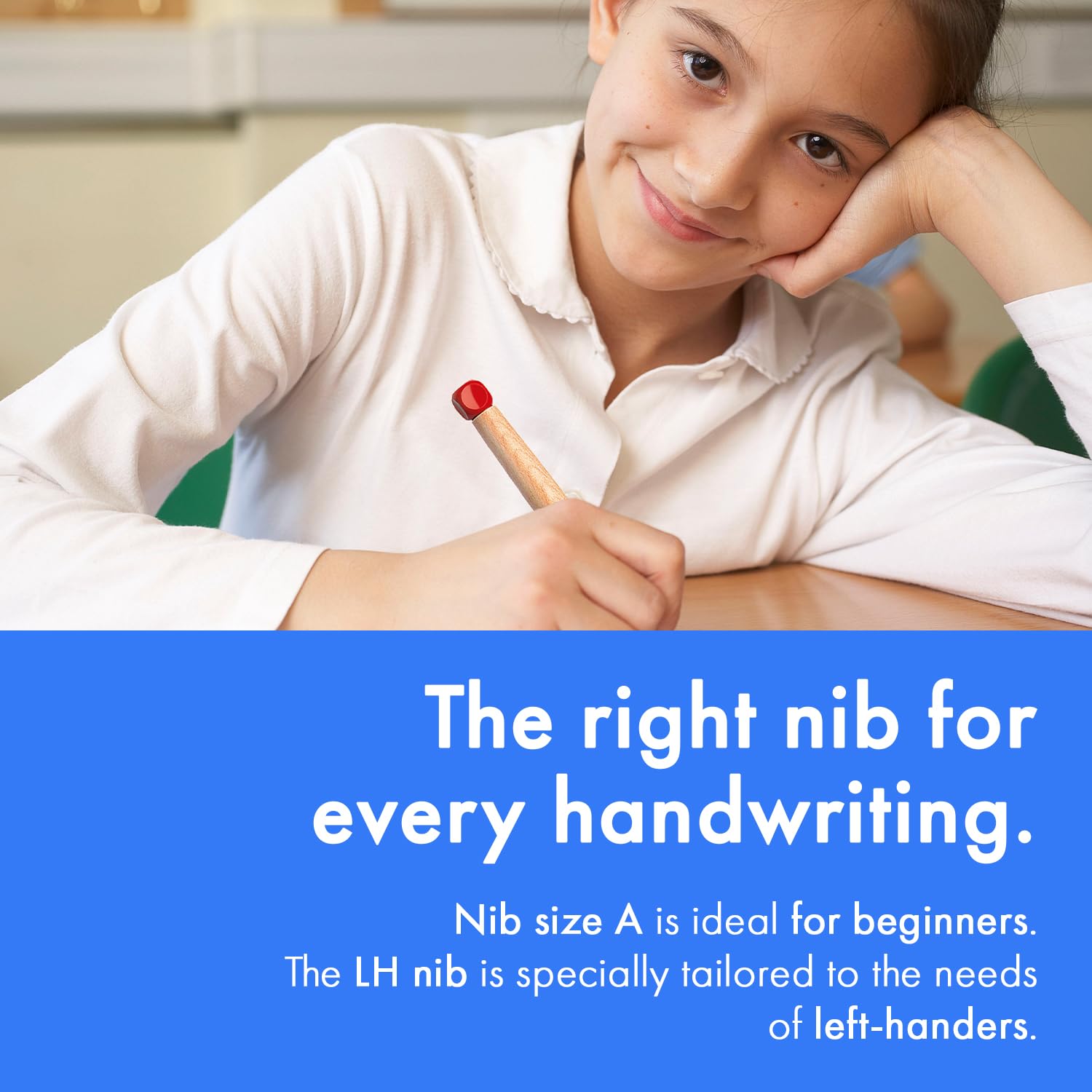 LAMY abc red - child-friendly Fountain Pen for writing beginners with ergonomic grip & polished steel nib in size A - robust maple wood - including LAMY T 10 blue ink cartridge - Right-Handed - Image 6