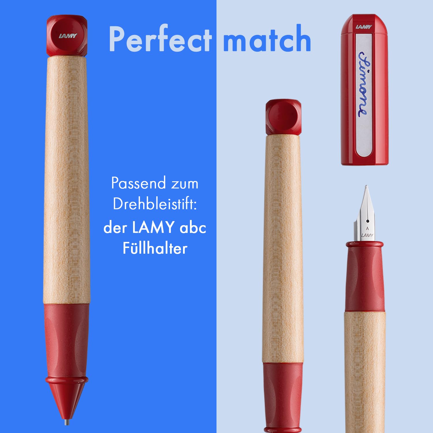 LAMY abc red - child-friendly Mechanical Pencil for writing beginners with ergonomic grip & robust maple wood - including LAMY M 44 fine line refill 1.4 mm - Image 4