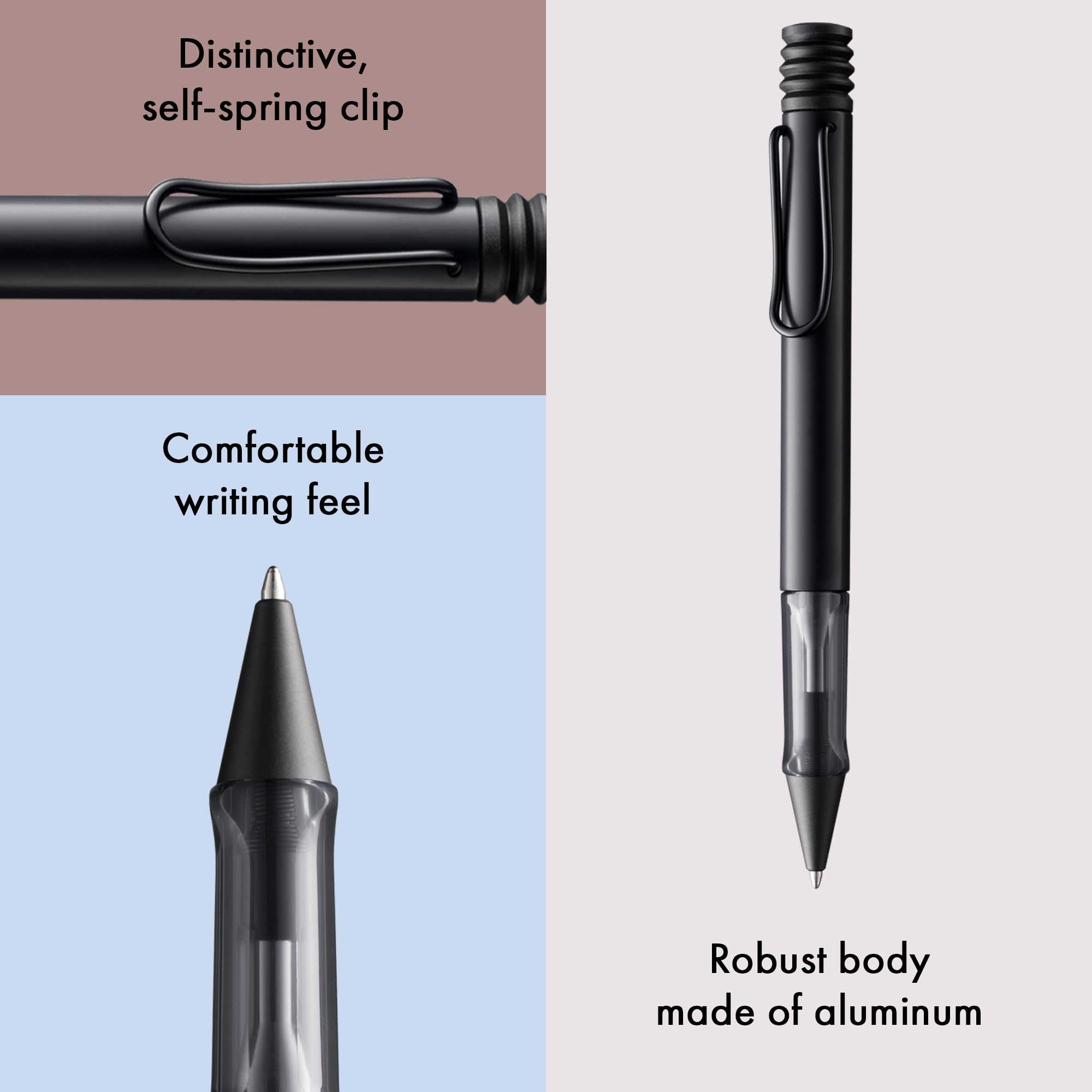 Lamy AL-star black - Ballpoint Pen with transparent, ergonomic grip & line width M - lightweight aluminium body - including large capacity refill M 16 in black - Image 3