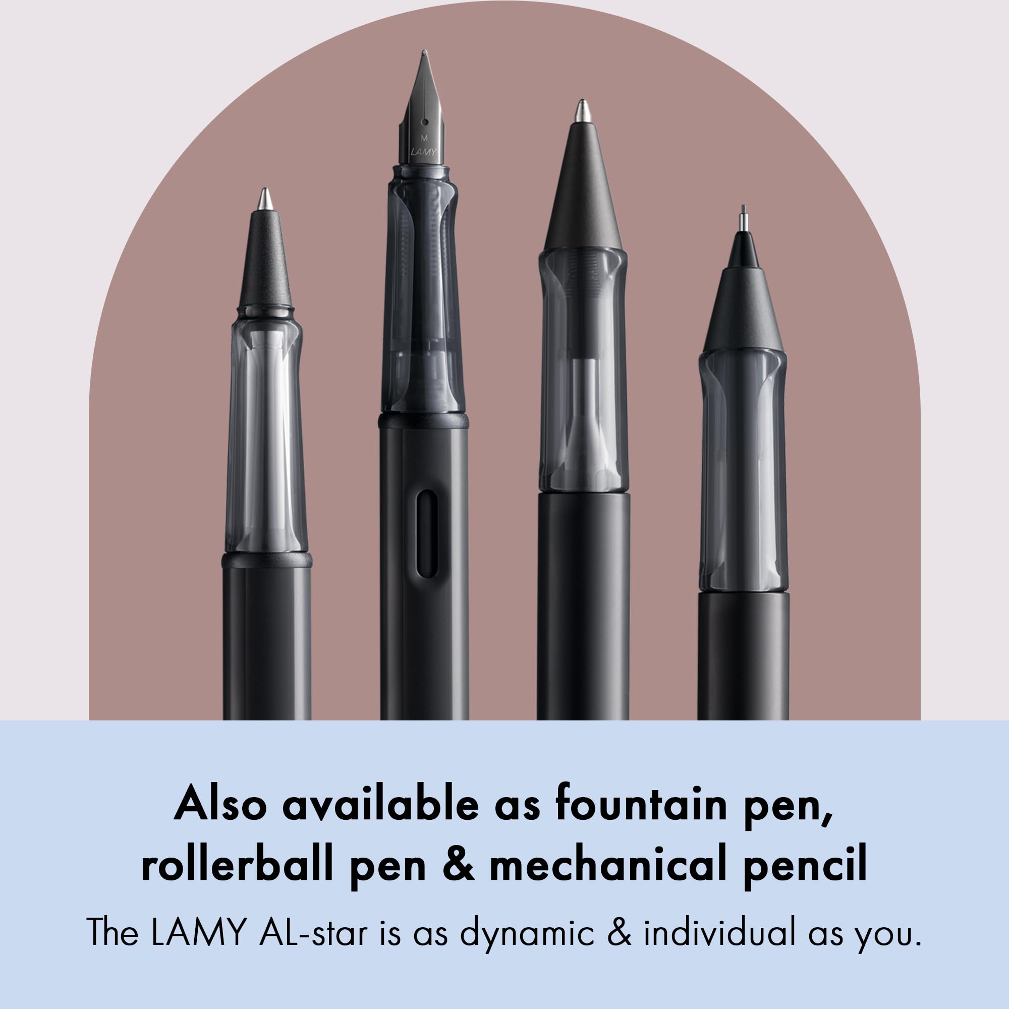 Lamy AL-star black - Ballpoint Pen with transparent, ergonomic grip & line width M - lightweight aluminium body - including large capacity refill M 16 in black - Image 5