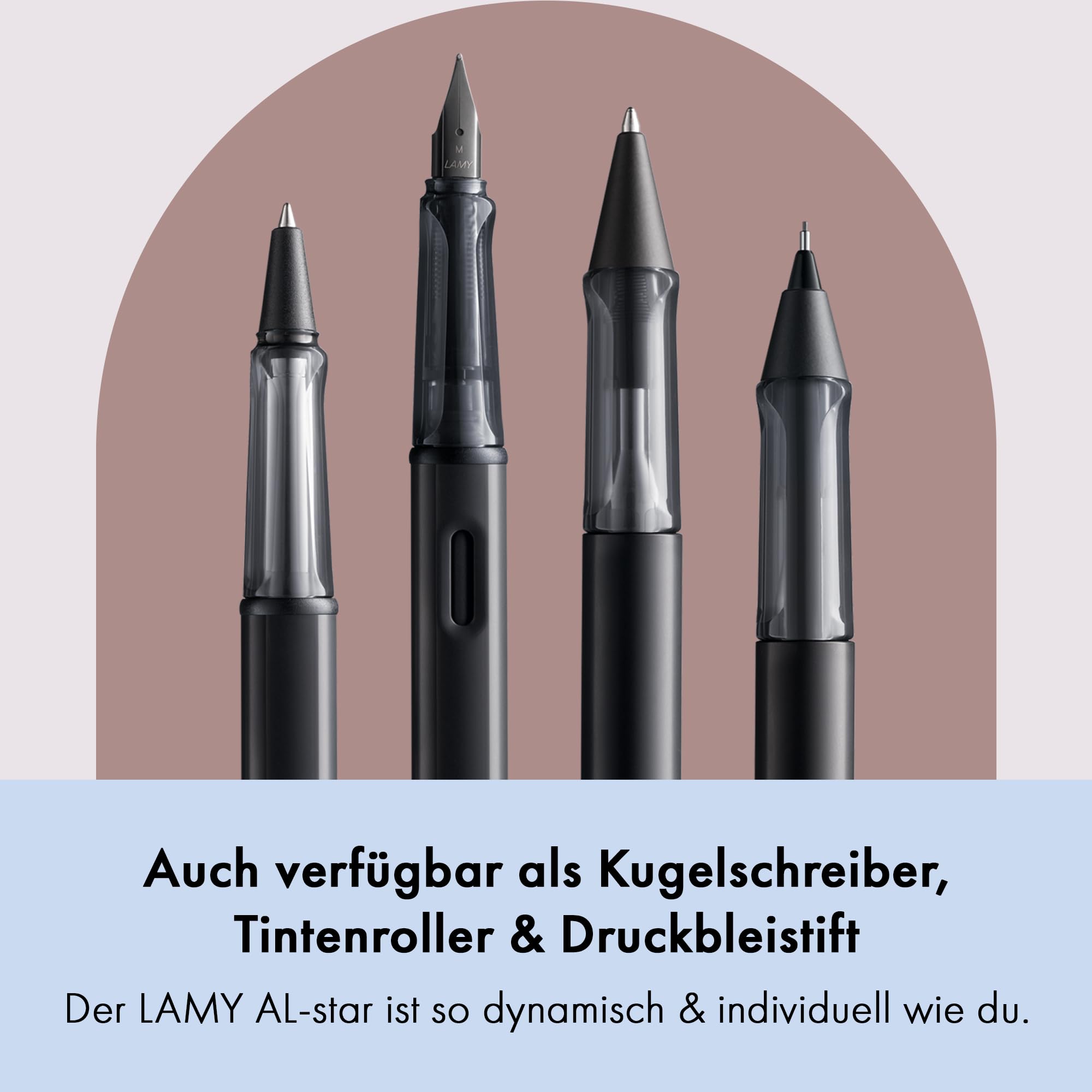 LAMY AL-star black - Fountain Pen with ergonomic grip & black steel nib in size M - lightweight aluminum body - including LAMY T 10 blue cartridge - Right-Handed - Image 5