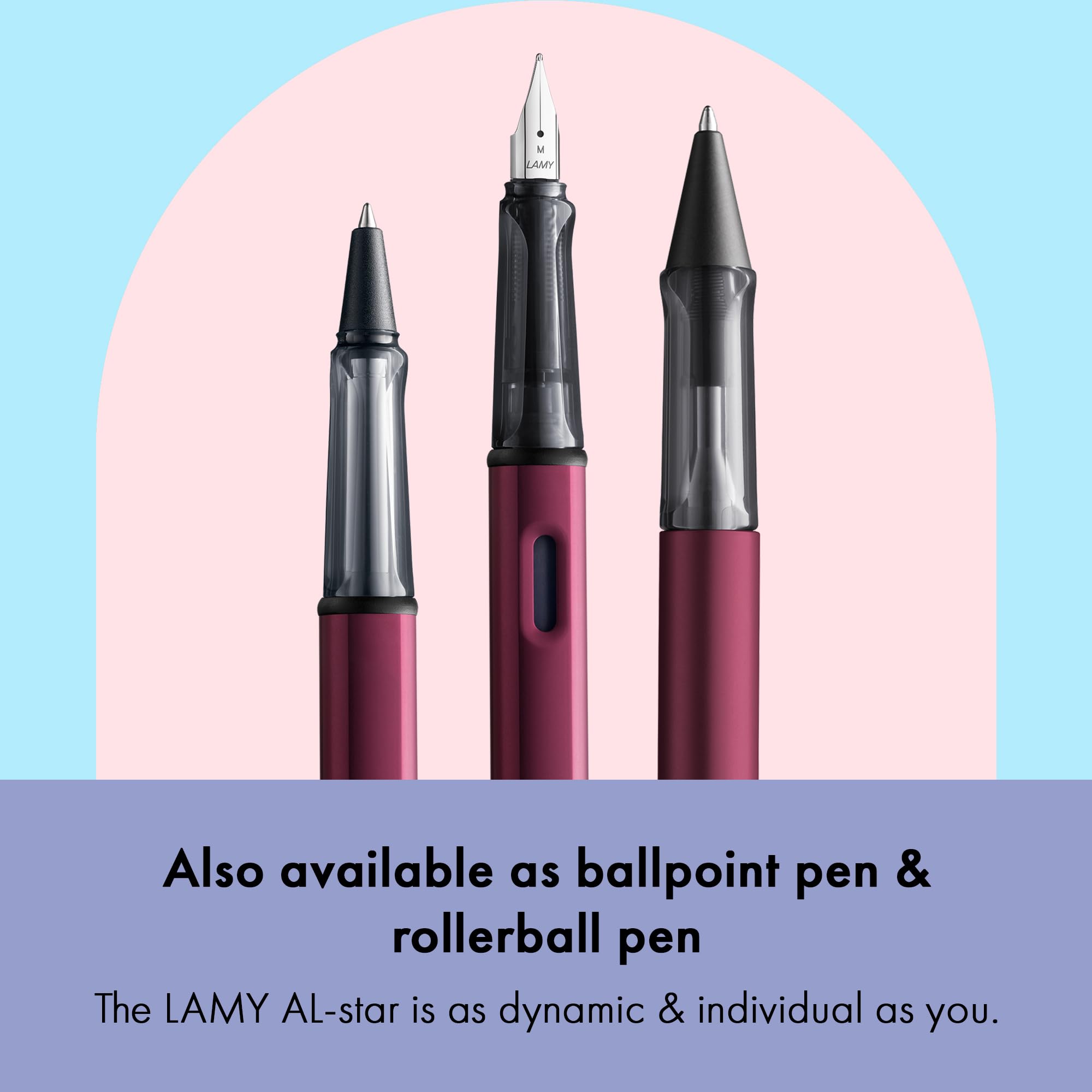 LAMY AL-star black purple - Fountain Pen with ergonomic grip & polished steel nib in size M - lightweight aluminum body - including LAMY T 10 blue cartridge - Right-Handed - Image 6
