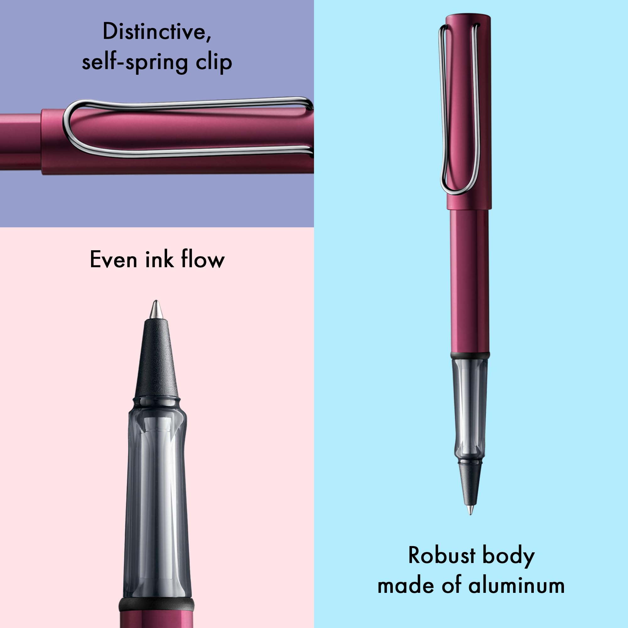 Lamy AL-star black purple - Rollerball Pen pen with transparent, ergonomic grip & line width M - lightweight aluminum body - including rollerball refill M 63 in black - Image 4