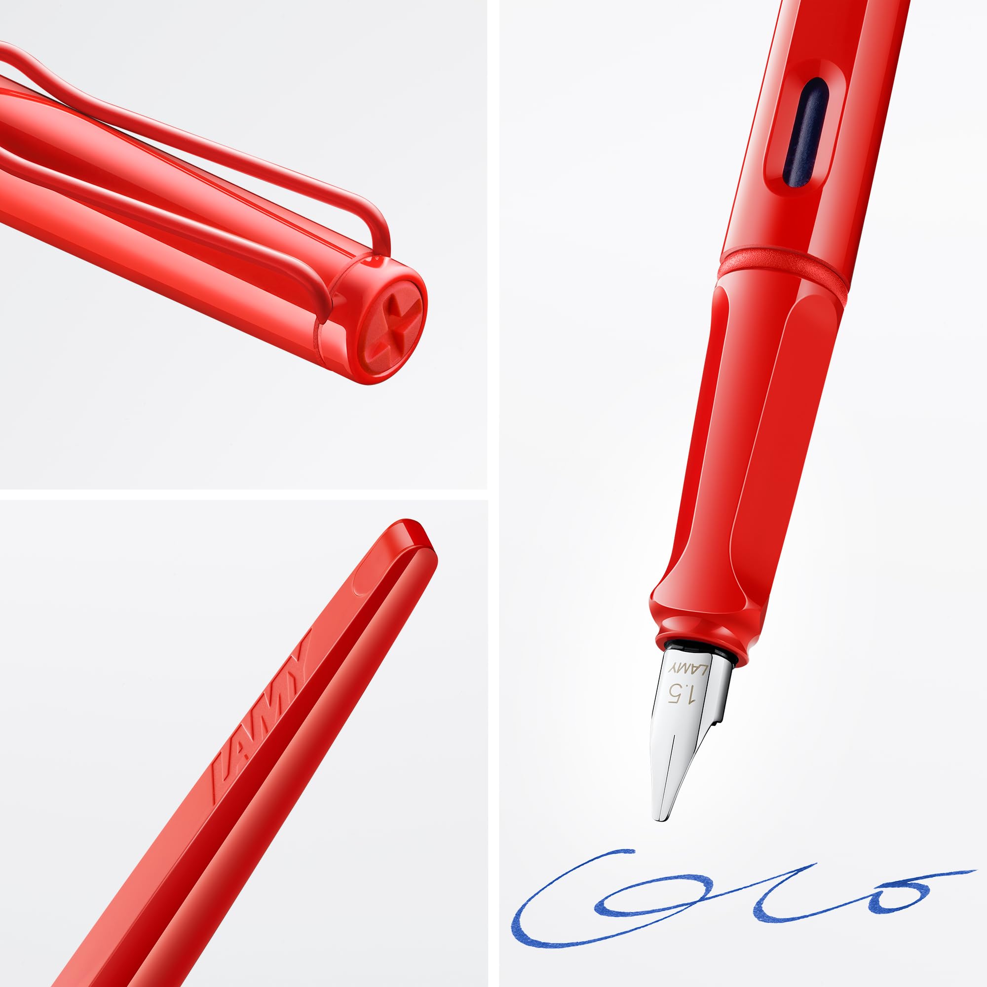 Lamy joy strawberry - calligraphy fountain pen with ergonomic grip & polished steel nib in line width 1.5 mm - Calligraphy Fountain Pen with ribbon nib - incl. ink cartridge T 10 blue - Image 3