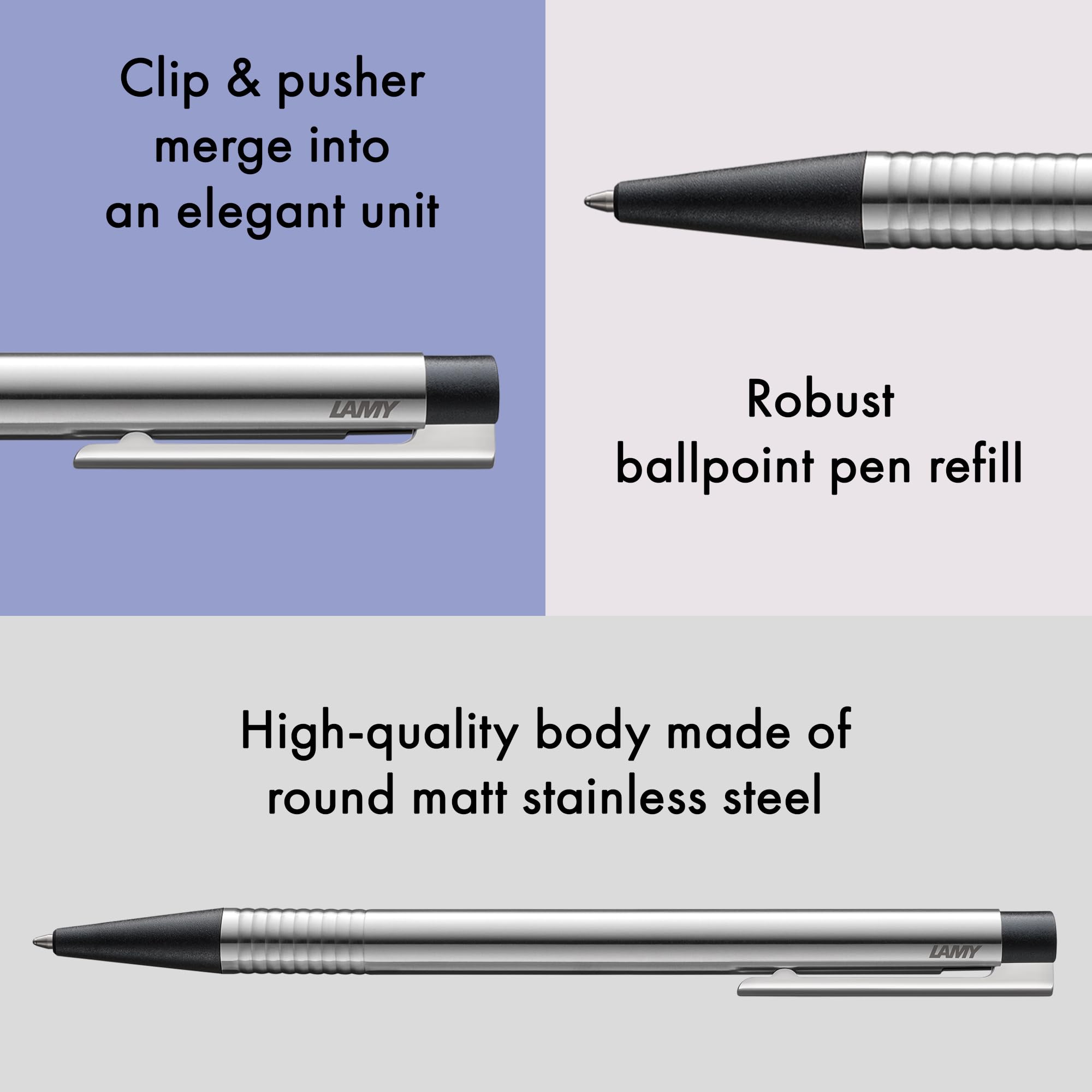 Lamy logo matt black - Ballpoint Pen in an elegant & robust stainless steel case - line width M - including large capacity refill M 16 in black - Image 3