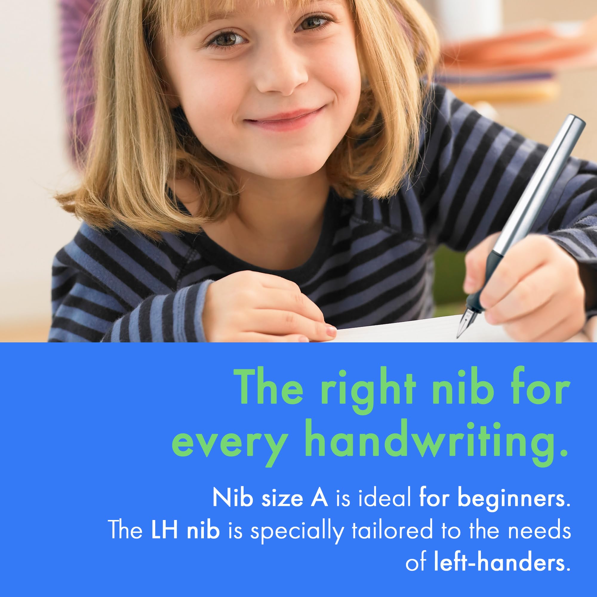 LAMY nexx lime – Fountain Pen with slip-proof grip & polished steel nib in size M - triangular aluminum body - including LAMY T 10 blue cartridge - Right-Handed - Image 5