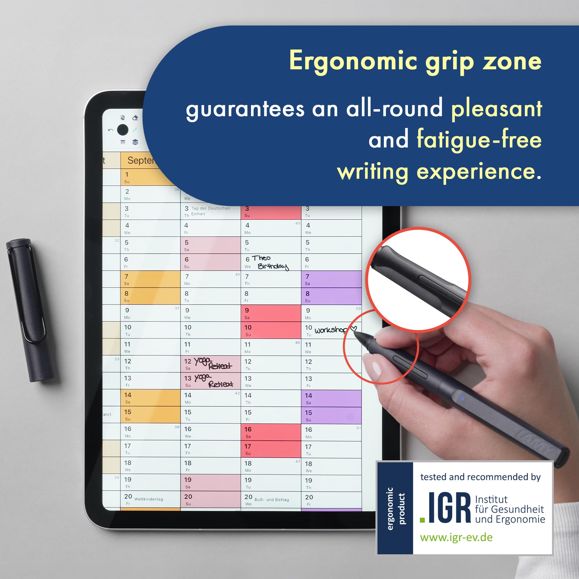 LAMY Safari Note+ All Black iPad Pen - Stylus Pen with Palm Rejection, tilt Sensitivity & Ergonomic Grip - Compatible with Various iPad Models & Generations - up to 10 Hours Battery Life - Image 5