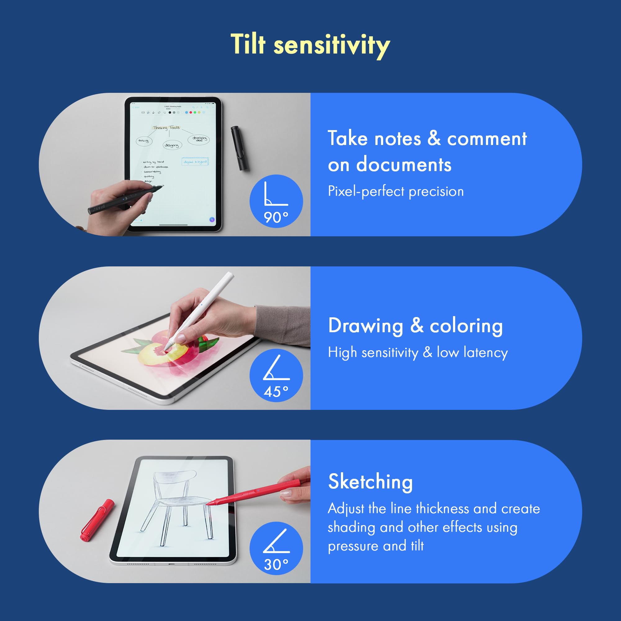LAMY Safari Note+ All Black iPad Pen - Stylus Pen with Palm Rejection, tilt Sensitivity & Ergonomic Grip - Compatible with Various iPad Models & Generations - up to 10 Hours Battery Life - Image 6