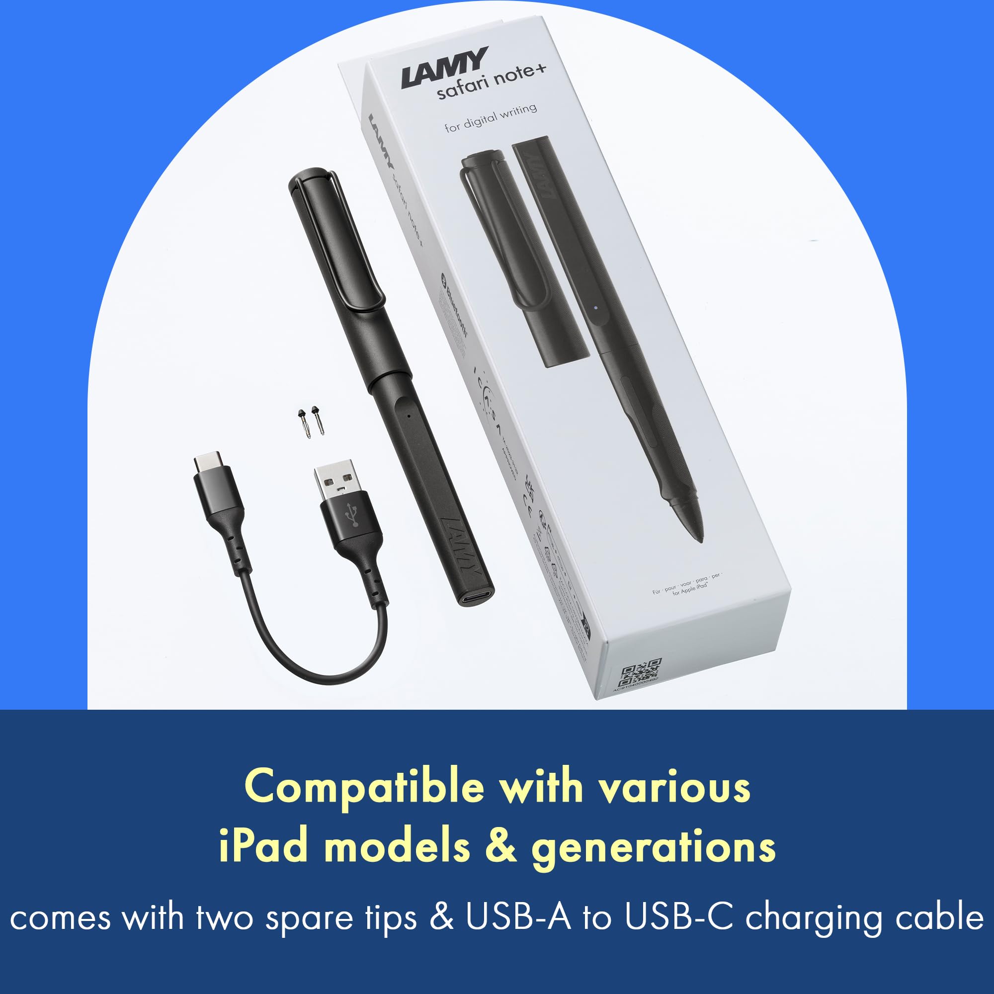 LAMY Safari Note+ All Black iPad Pen - Stylus Pen with Palm Rejection, tilt Sensitivity & Ergonomic Grip - Compatible with Various iPad Models & Generations - up to 10 Hours Battery Life - Image 8
