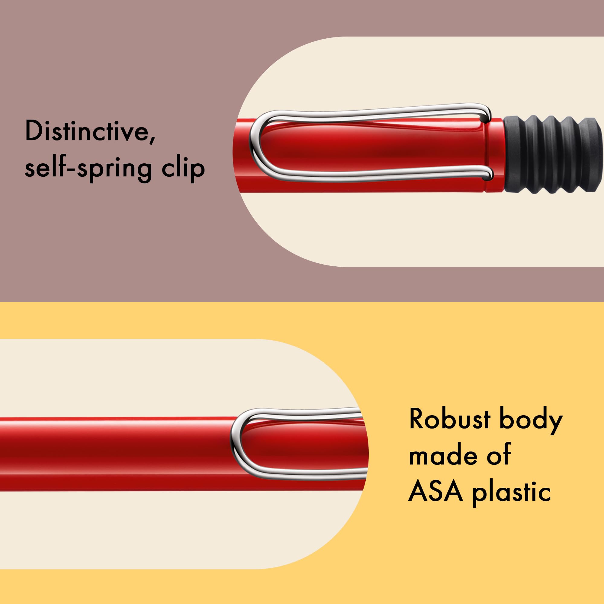 Lamy safari red - Ballpoint Pen with ergonomic grip & line width M - for pleasant long writing - made of robust ASA plastic – including large capacity refill M 16 in blue - Image 4