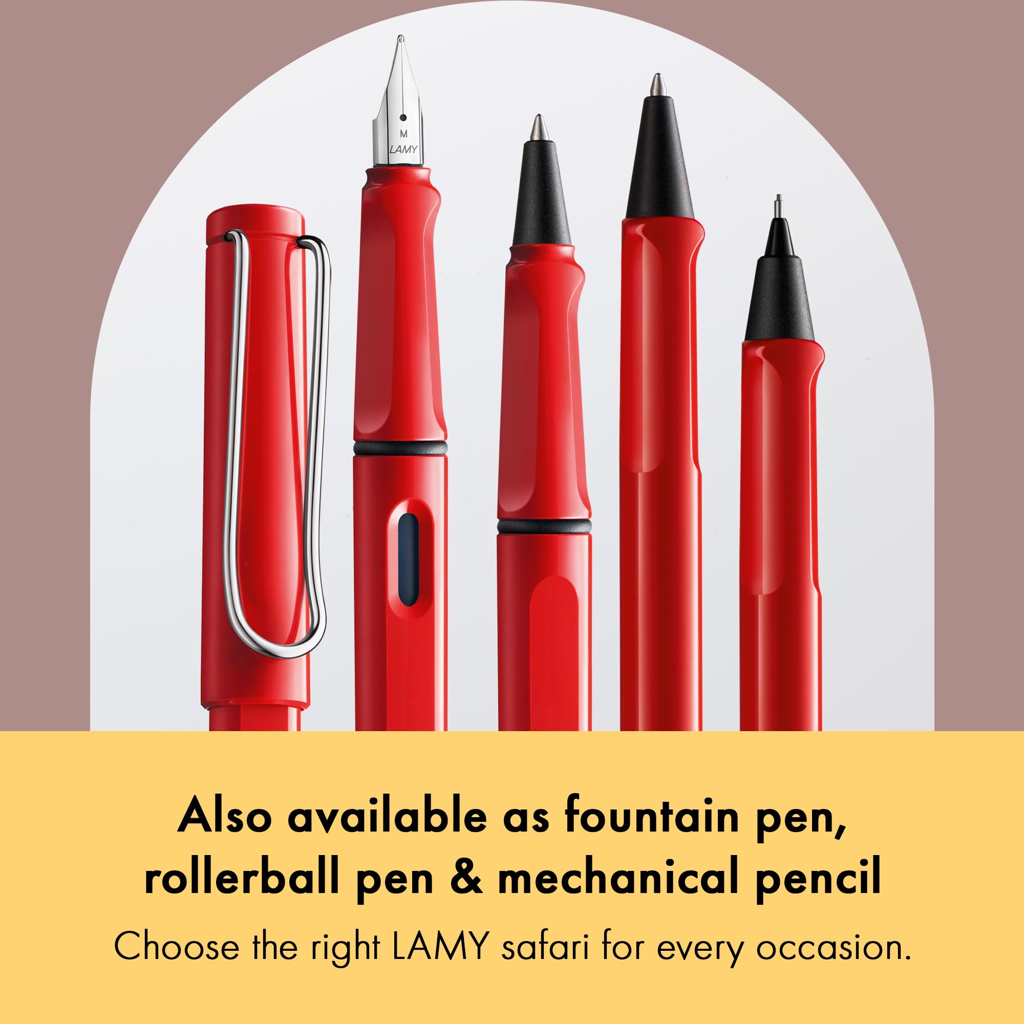 Lamy safari red - Ballpoint Pen with ergonomic grip & line width M - for pleasant long writing - made of robust ASA plastic – including large capacity refill M 16 in blue - Image 6