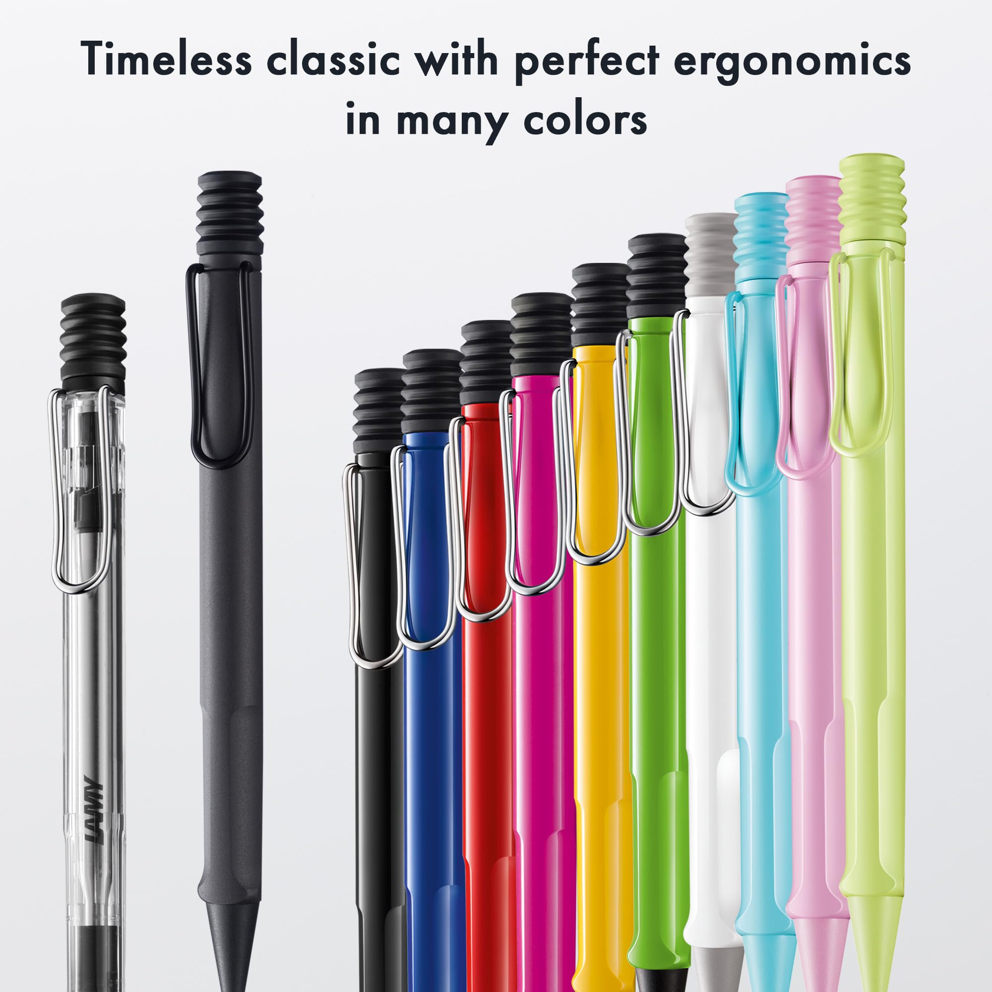 Lamy safari red - Ballpoint Pen with ergonomic grip & line width M - for pleasant long writing - made of robust ASA plastic – including large capacity refill M 16 in blue - Image 7