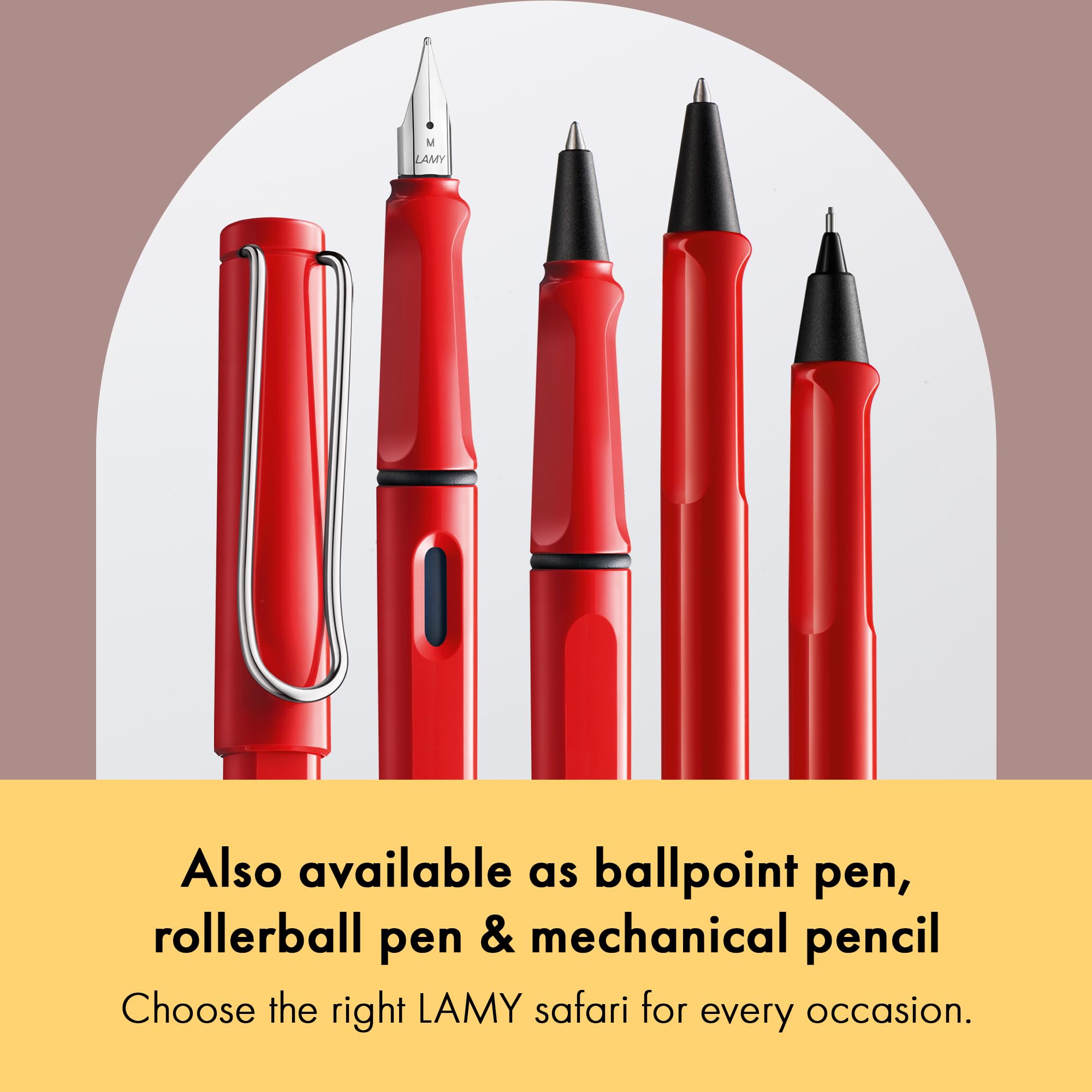 LAMY safari red - Fountain Pen with ergonomic grip & polished steel nib in size M - ideal for any Writing & Calligraphy - including LAMY T 10 blue cartridge - Right-Handed - Image 6