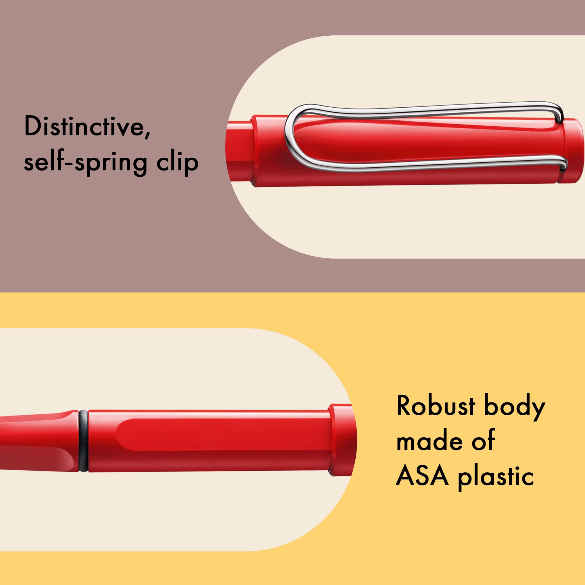 Lamy safari red - Rollerball Pen with ergonomic grip & line width M - for pleasant long writing - made of robust ASA plastic - including rollerball refill M 63 in blue - Image 4