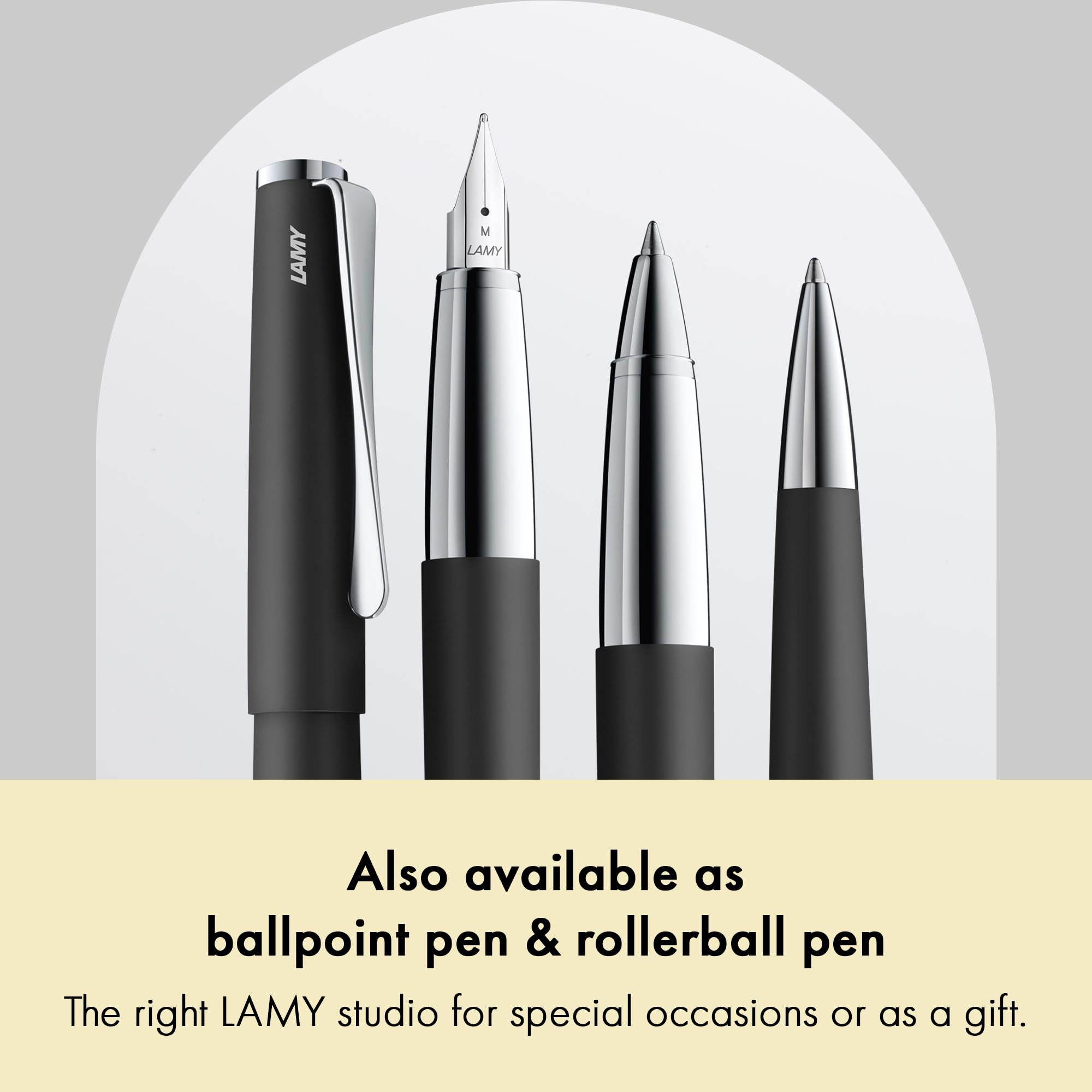 Lamy studio black - Fountain Pen in elegant metal body - steel nib, partially platinum-plated & in nib size M - incl T 10 blue ink cartridge - Image 5