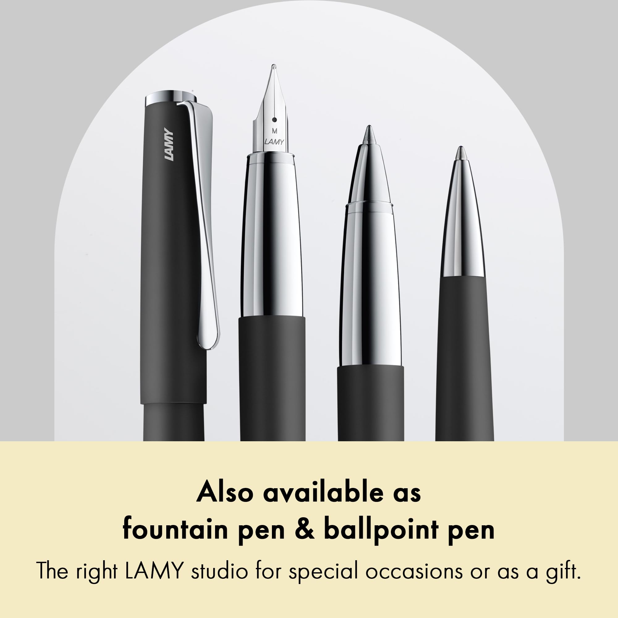 Lamy studio black - rollerball pen in elegant metal barrel - with propeller-shaped clip & in line width M M 63 rollerball refill in black - Image 5